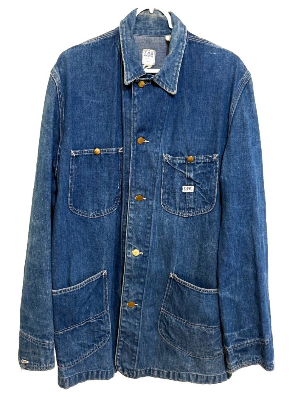 VINTAGE 60s LEE DENIM CHORE COAT JACKET UNION MADE IN USA MENS SIZE XL 46"x33.5"